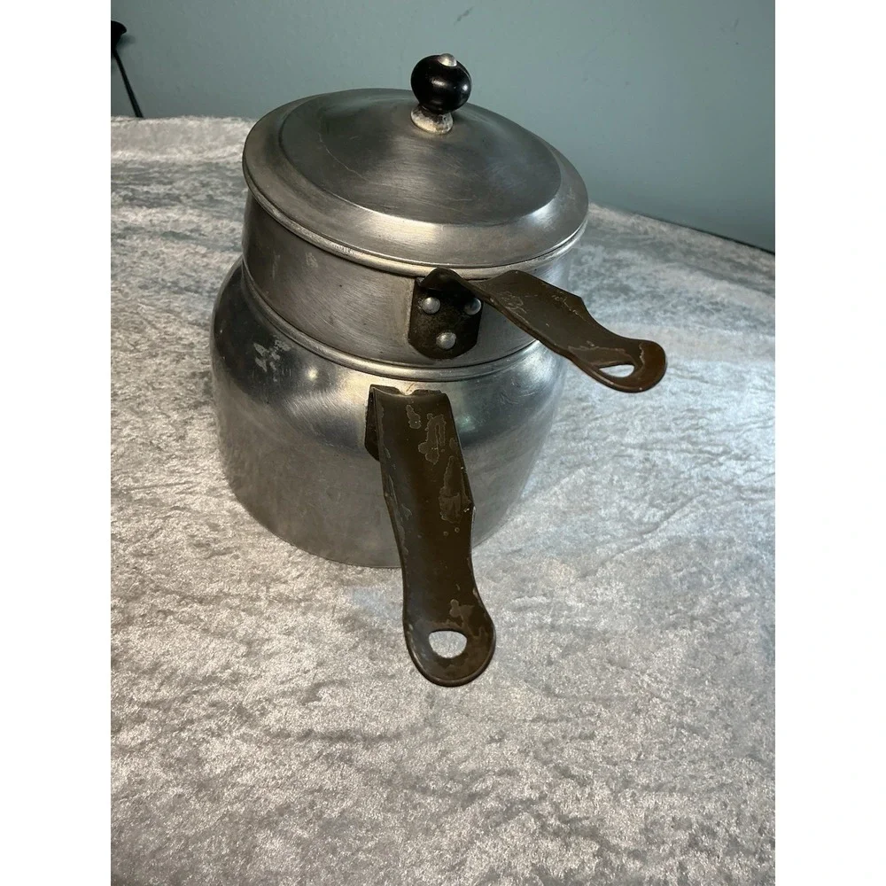 Vintage Wear-Ever Aluminum Double Boiler Pan Set w Lid Made in USA